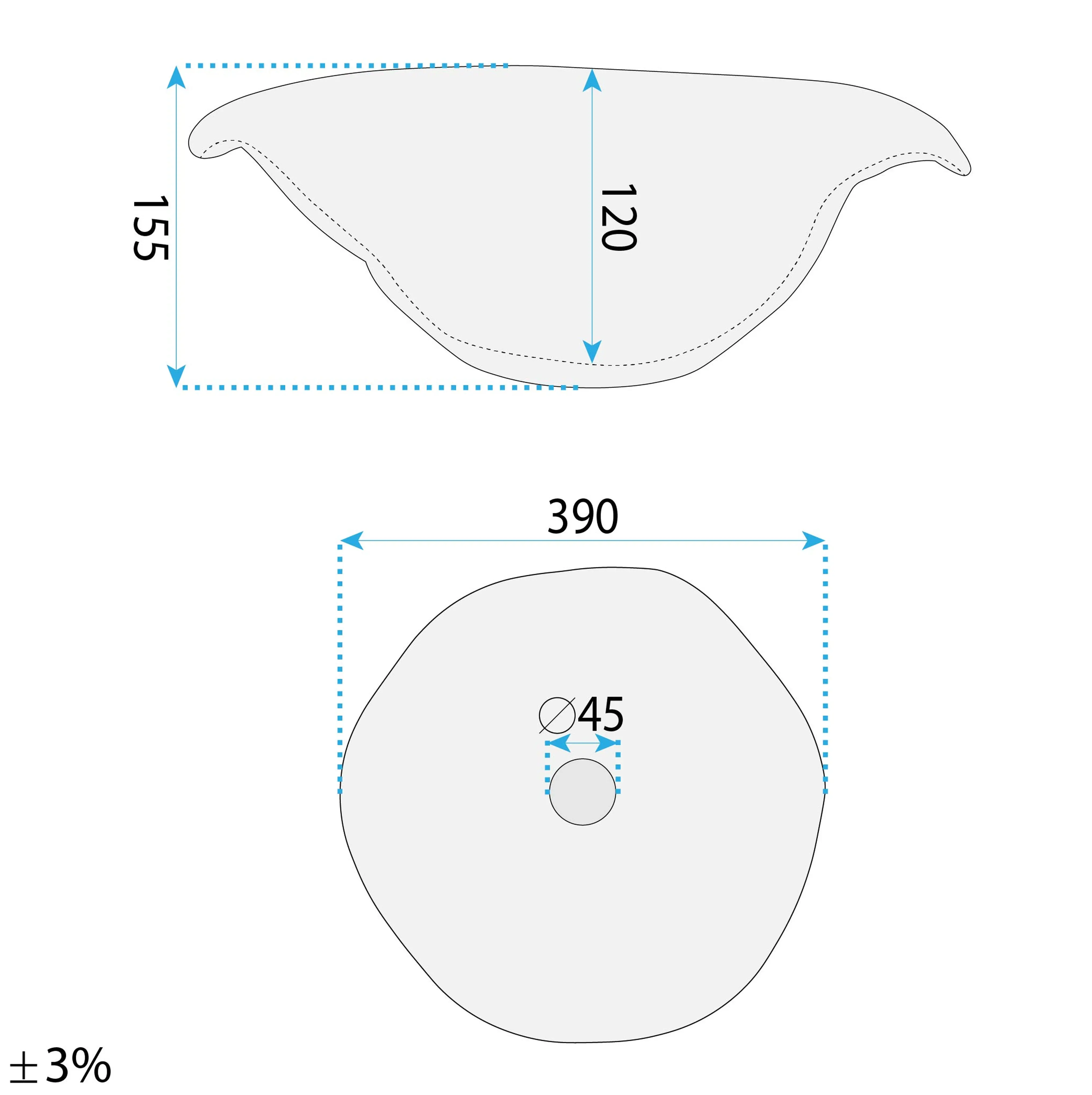 Νιπτήρας Επικαθήμενος Rea HM-35B Handmade Art 51x39x14 cm Ματ Μπεζ (Stone Effect)